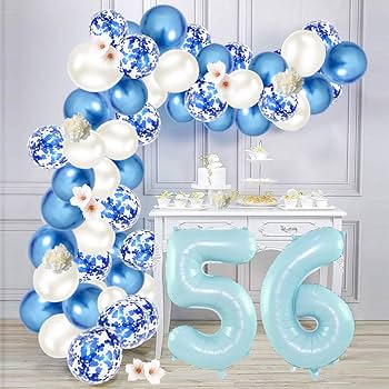 Amazon | EXGOX 数字 バルーン ライトブルー 大きい 誕生日